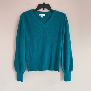 NEW Liz Claiborne Teal V-Neck Sweater size XS